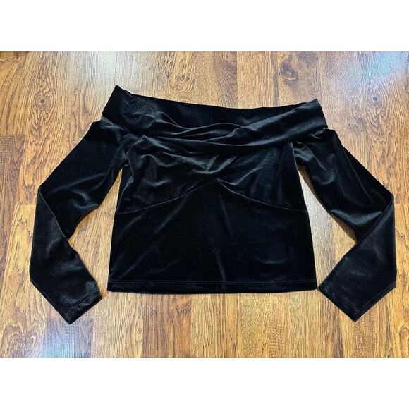 ALLSAINTS Women's Delta Long Sleeve Velvet Top – Black – Size 10 Elevated Style - Picture 1 of 8